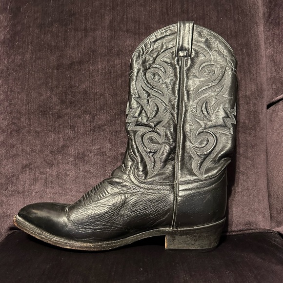 Dan Post DP2110 Black Leather Cowboy Western Boots Men's Size 9 D - embroidered - Picture 3 of 8
